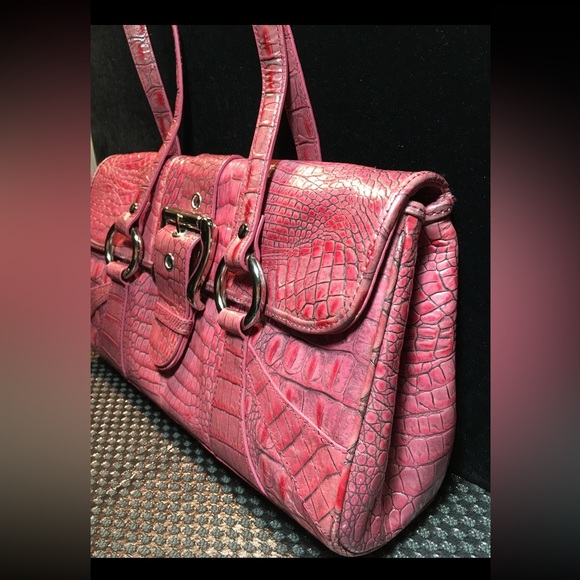 Isabella Fiore Pink Croc-Embossed Shoulder Bag - Picture 5 of 9